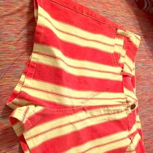 Red and cream striped denim shorts new never worn